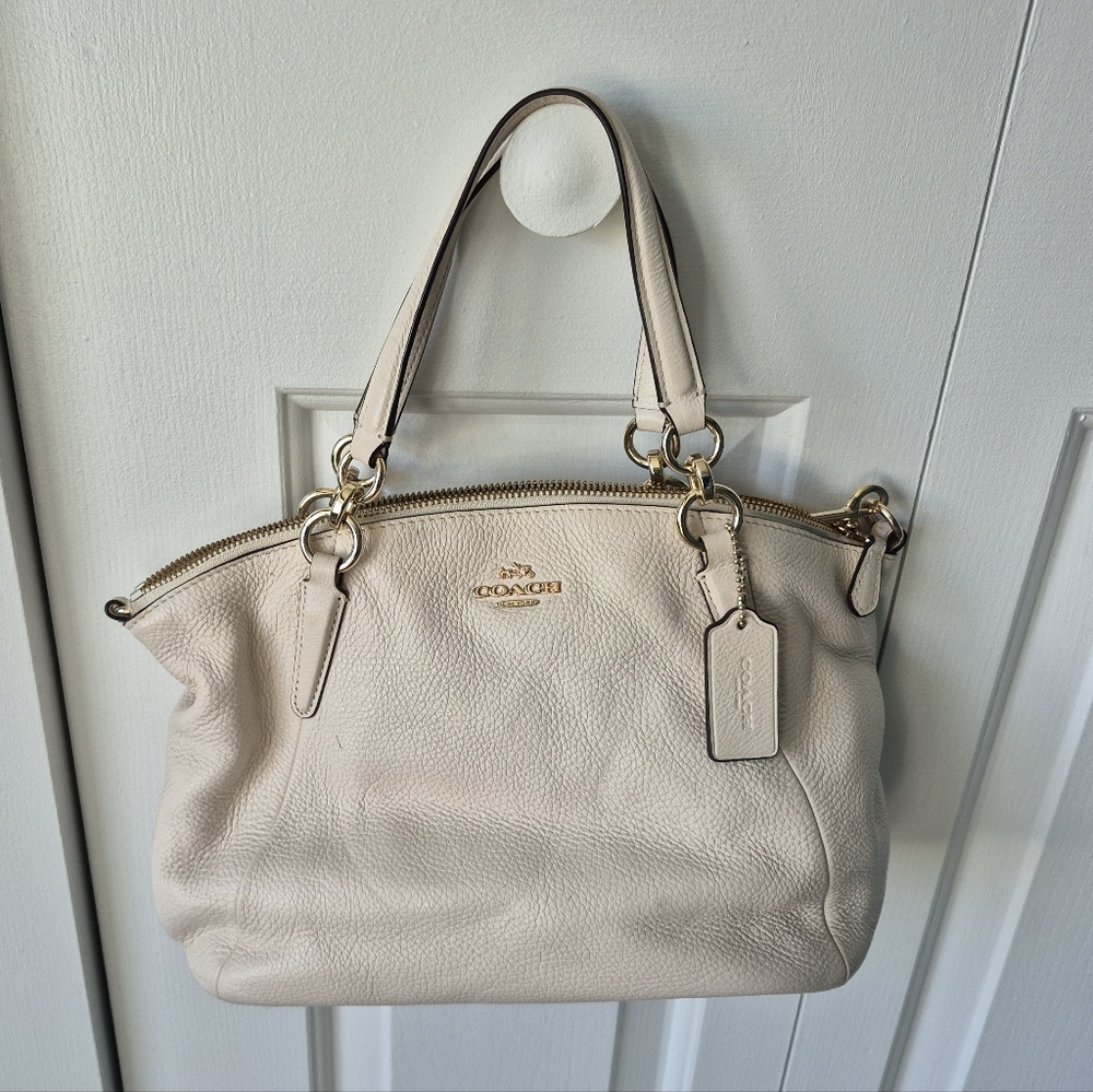 White leather Coach handbag